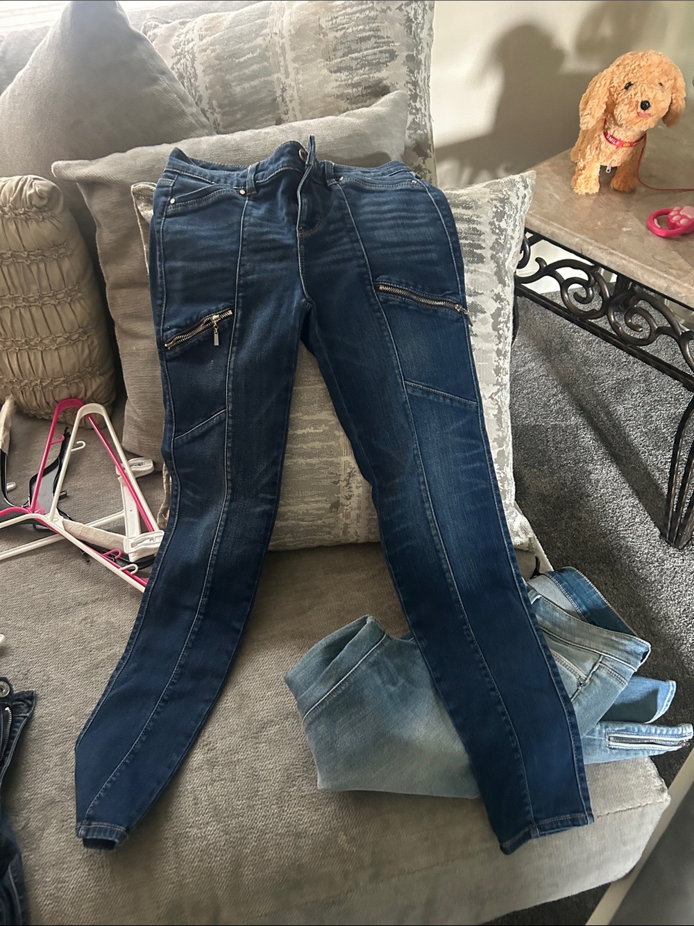 White House Black Market Dark Blue Skinny Zip-Pocket Jeans